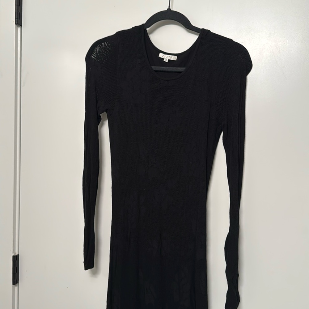 Z supply floral detailed midi black dress size medium